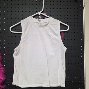 Yogalicious White Sleeveless Crop Muscle Tee